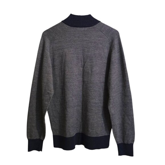 Daniel Cremieux Signature Collection Navy Merino Wool Quarter Zip Sweater Sz L - Picture 4 of 7